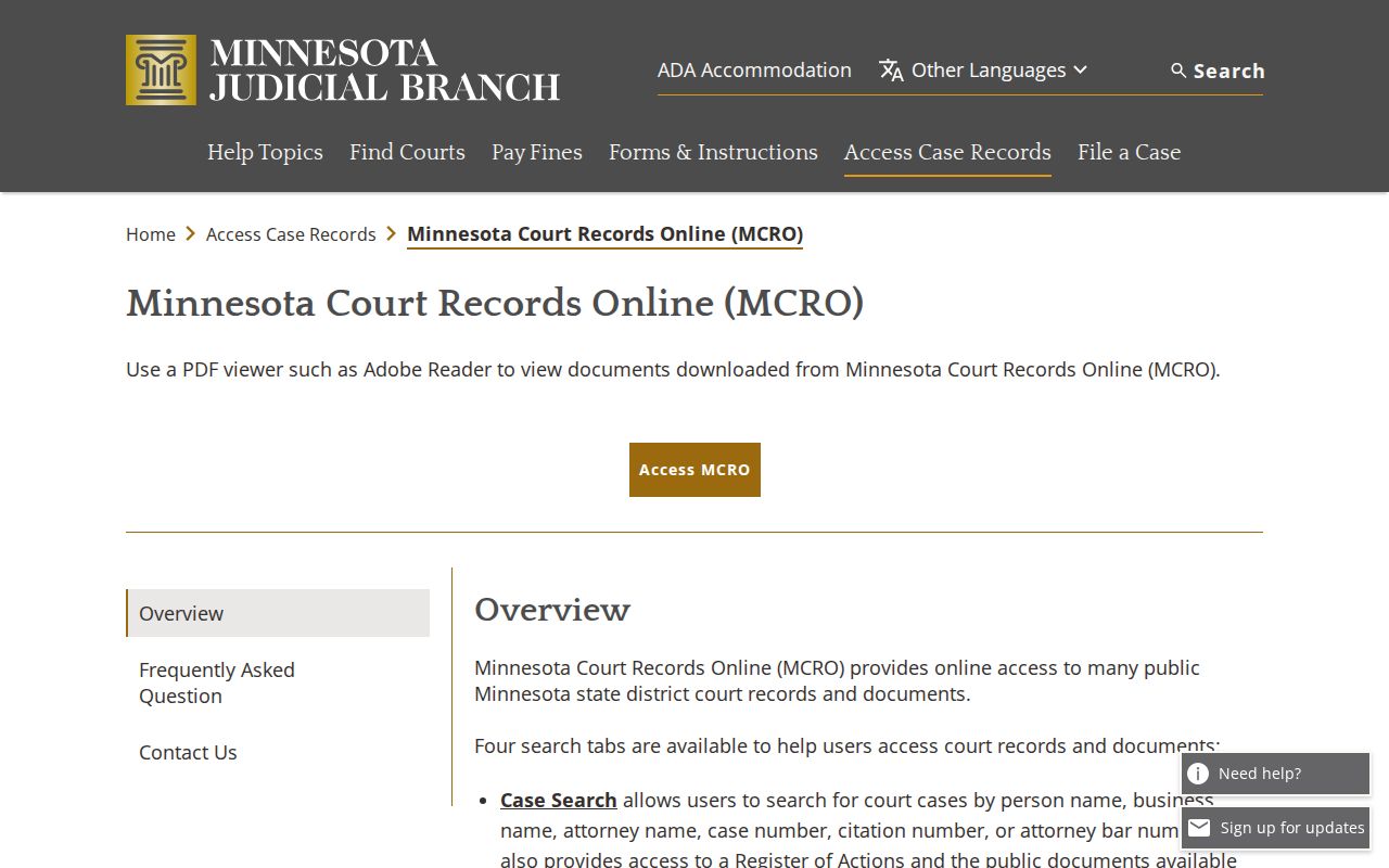 Rock County court docket MCRO public case-record access overview