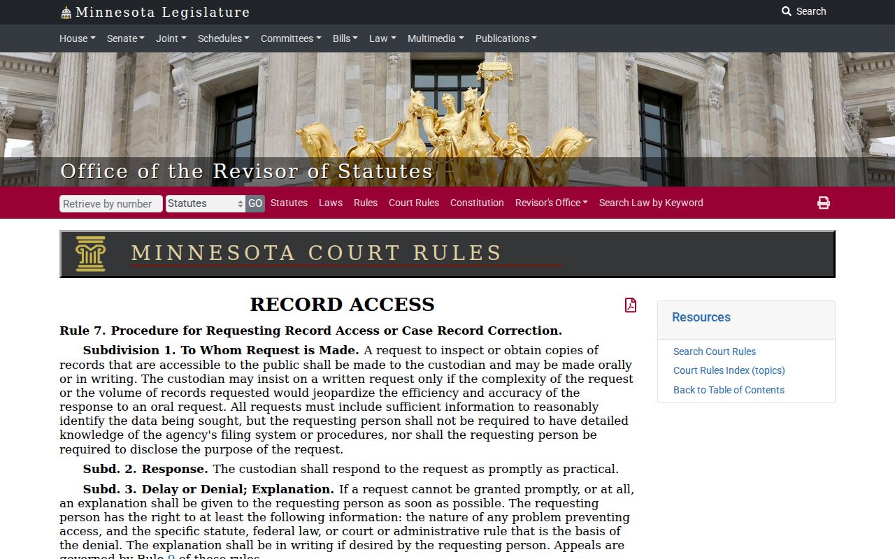 Hardwick court record request and correction rule information