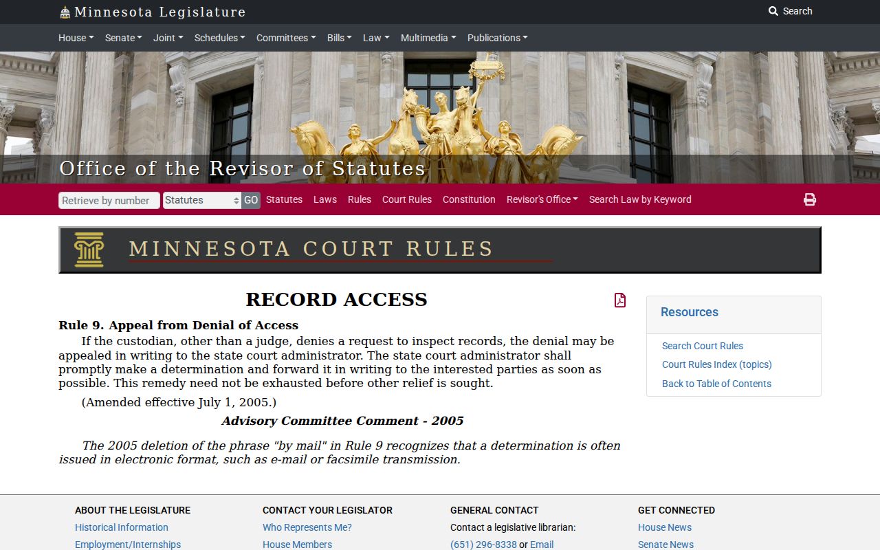 Hardwick court record access decision review under Minnesota Rule 9
