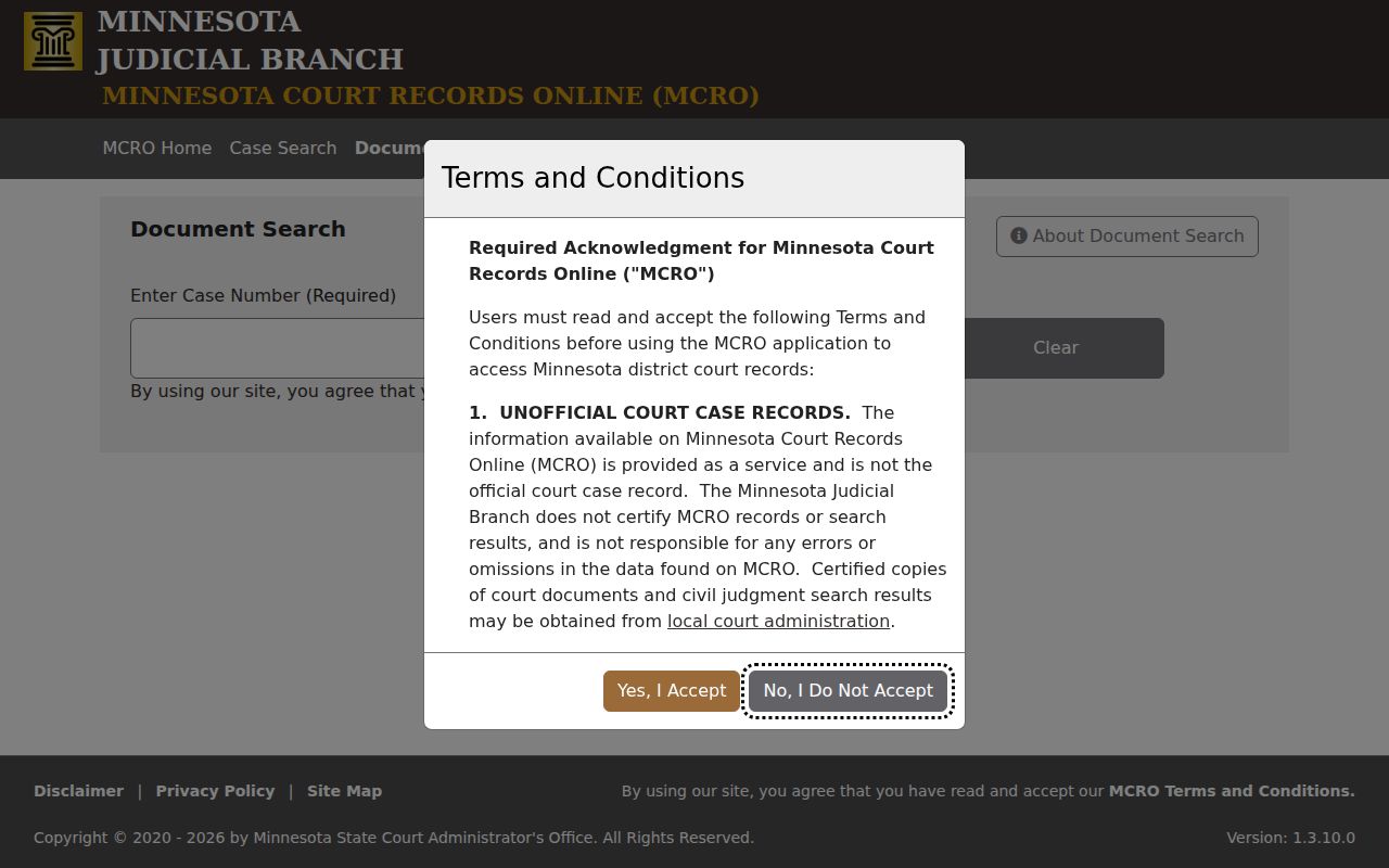 Rock County court document search in Minnesota Court Records Online