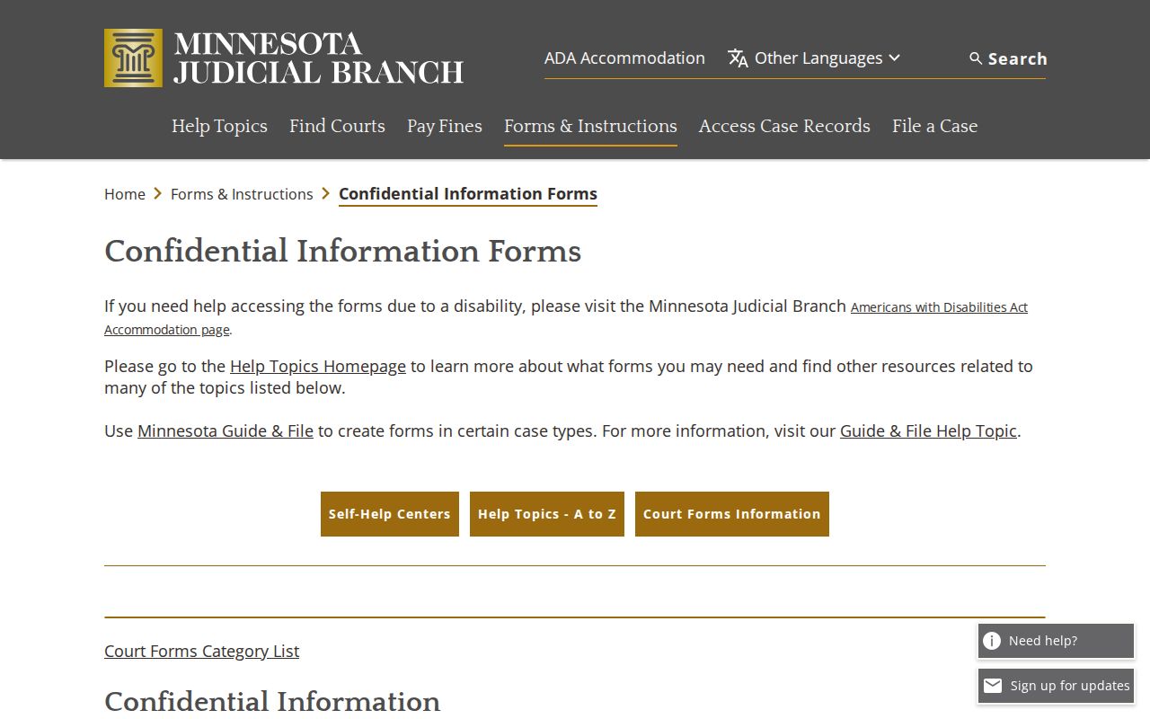 Rock County civil docket Minnesota Judicial Branch forms access