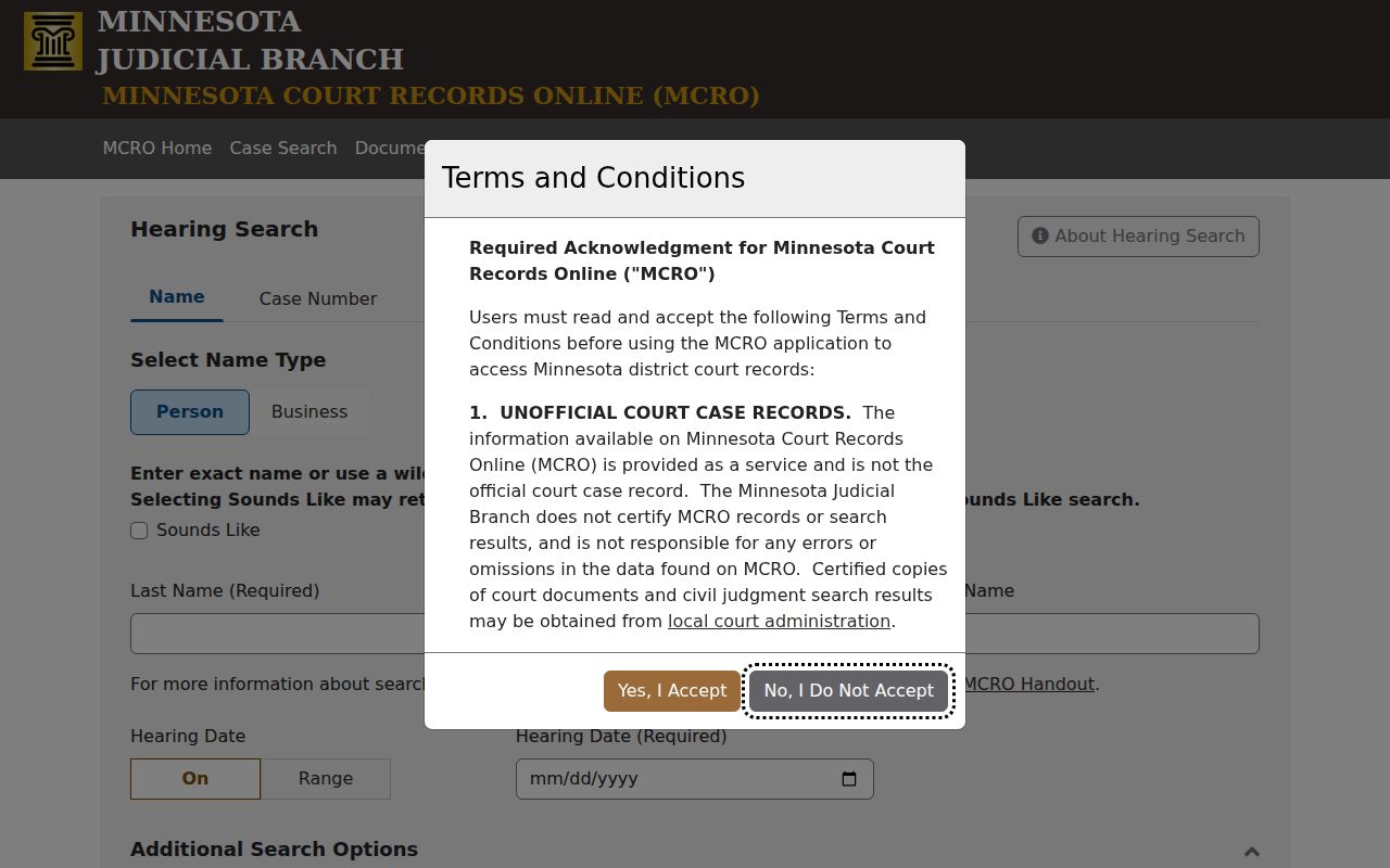 Rock County court dates MCRO Hearing Search calendar access