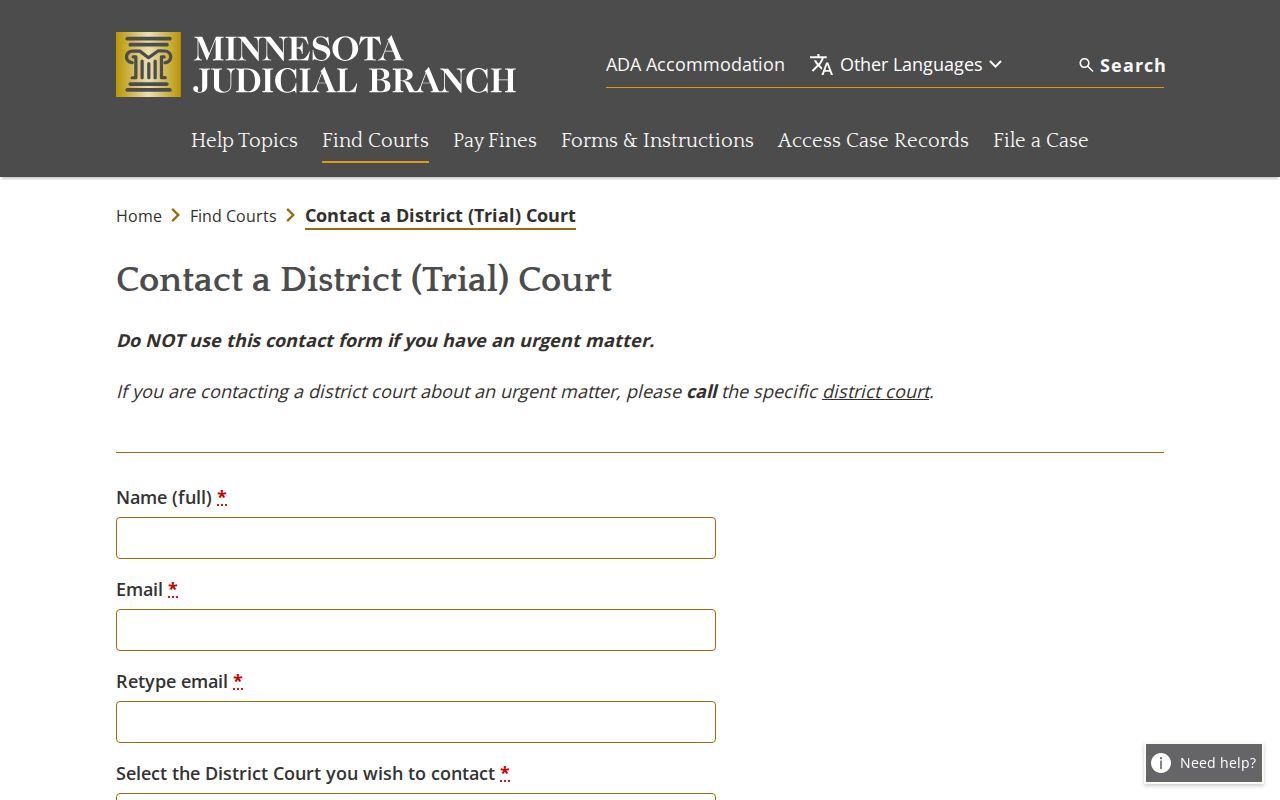 Rock County court dates Court Administration contact form access