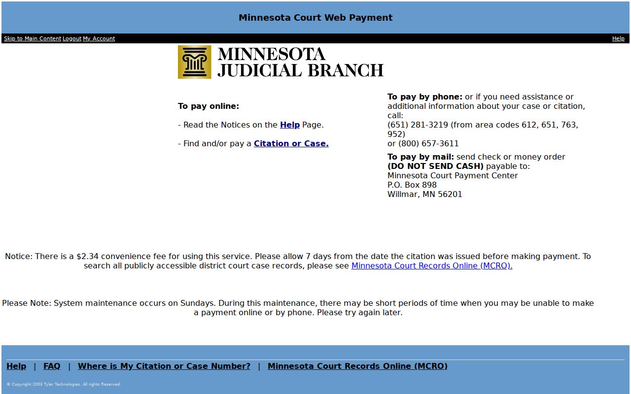 Rock County traffic ticket official Court WebPay route