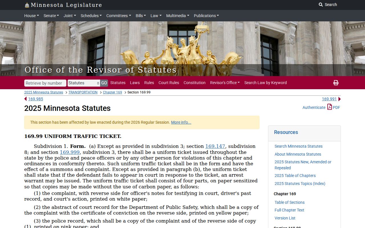 Rock County traffic court uniform traffic ticket statute